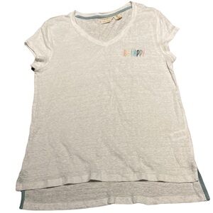 CHRISTIAN Siriano - Women’s 100% Linen “BE HAPPY” Short Sleeve T-shirt